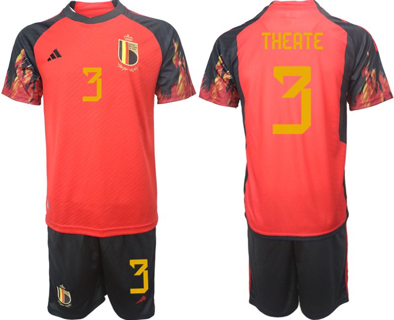 Men 2022 World Cup National Team Belgium home red 3 Soccer Jerseys